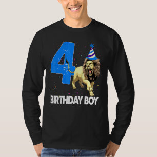 Birthday Boy 4 Roaring Lion Camisetas Selvagem