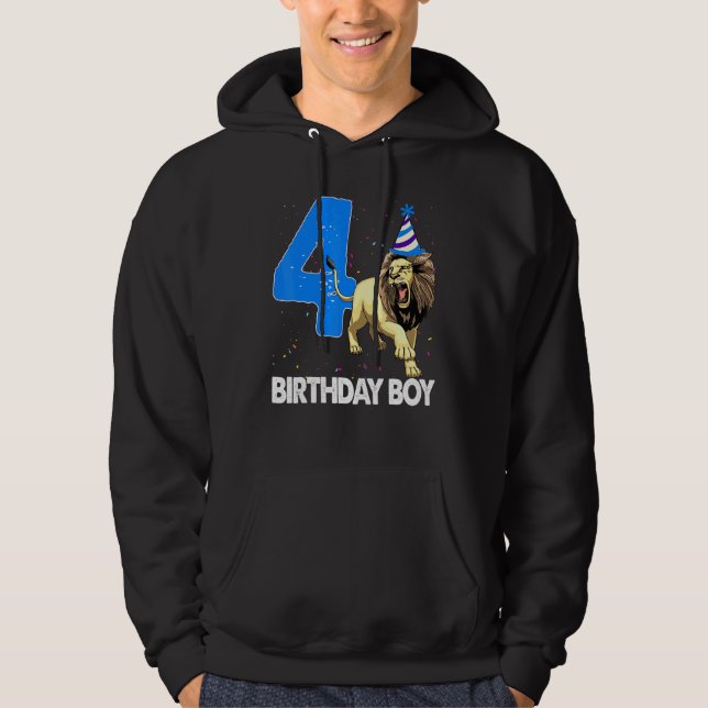 Birthday Boy 4 Roaring Lion Camisetas Selvagem (Frente)