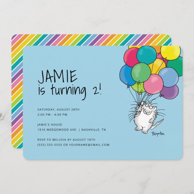 BIRTHDAY CATS por Sandra Boynton Convite (Frente/Verso)