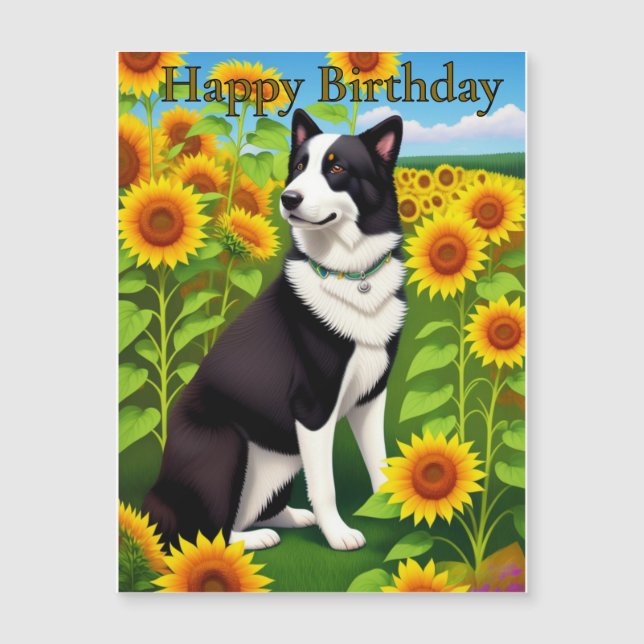 Birthday Dog with Sunflower  (Frente)