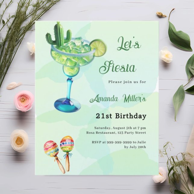 Birthday Fiesta, estilo mexicano, convite verde (Criador carregado)