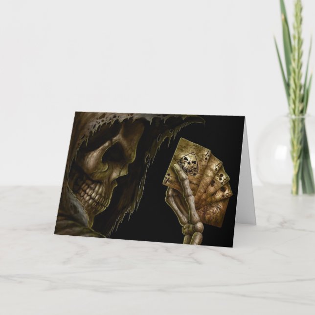 Birthday Grim Reaper Joga Cartões Com A Mão Ganhad (Frente)