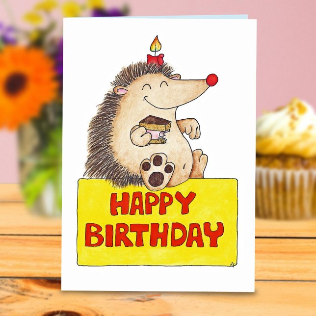 BIRTHDAY HEDGEHOG cartão de saudação de Nicole Jan (Criador carregado)