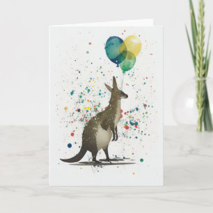 Birthday Kangaroo com Cartão Saudável para Balões
