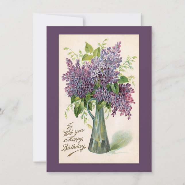 Birthday Lilacs Vintage - Cartão de Saudação (Frente)