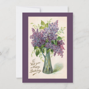 Birthday Lilacs Vintage - Cartão de Saudação