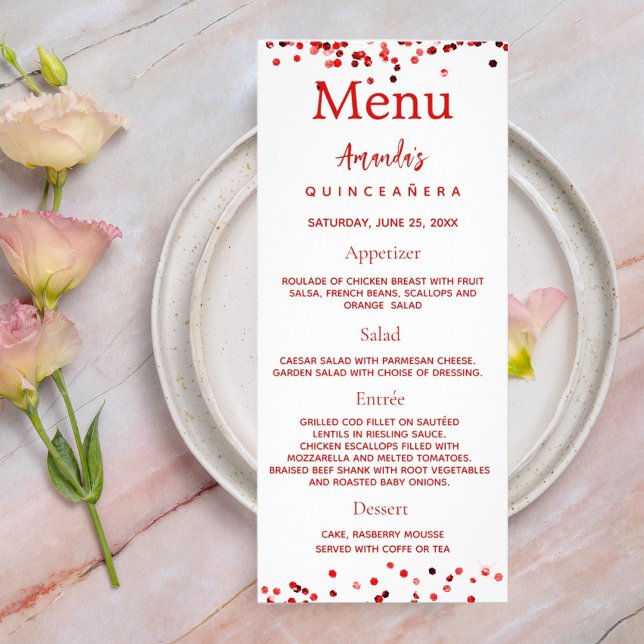 Birthday Menu Vermelho Fotos brancas fatos diverti (Criador carregado)