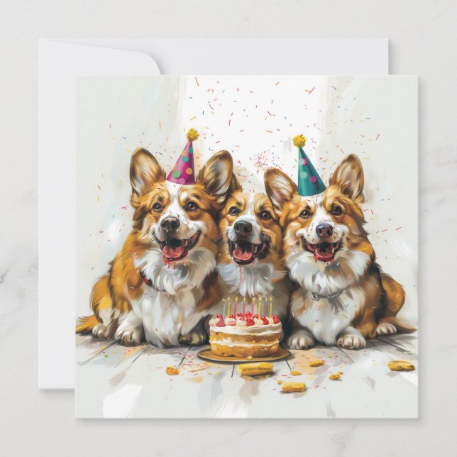 Birthday Pembroke Welsh Corgi Cães (Frente)