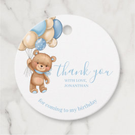 Birthday Teddy Bear Blue Obrigada Etiquetas Favorá