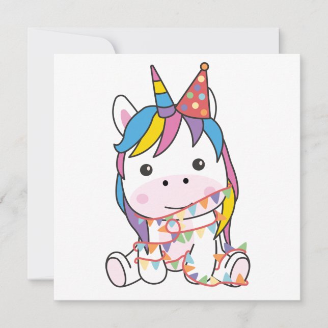 Birthday Unicorn Para Crianças Um Cartão De Férias (Frente)