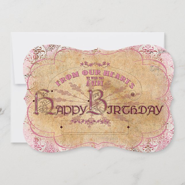 BirthdayVintageTypografia - Cartão de Convite (Frente)