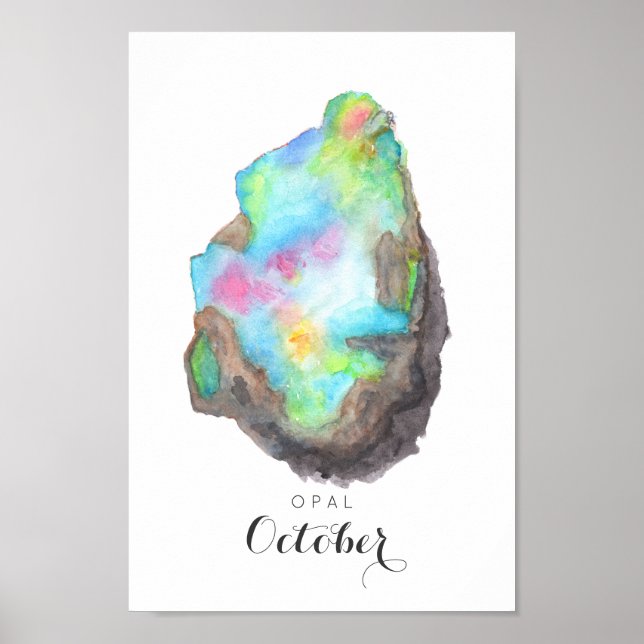 Birthstone de outubro - Opal Watercolor | POSTER (Frente)