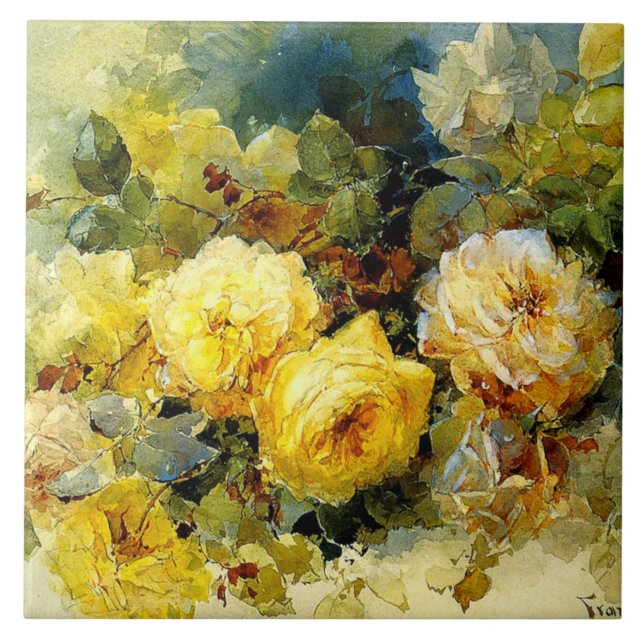 Bischoff - Rosas (amarelas), pintura de arte, (Frente)