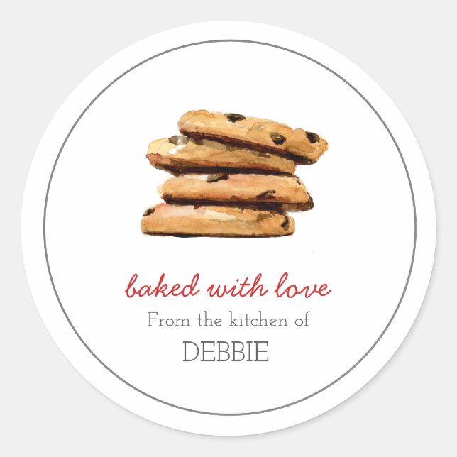 Biscoito assado com amor adesivos de padeiros (Frente)