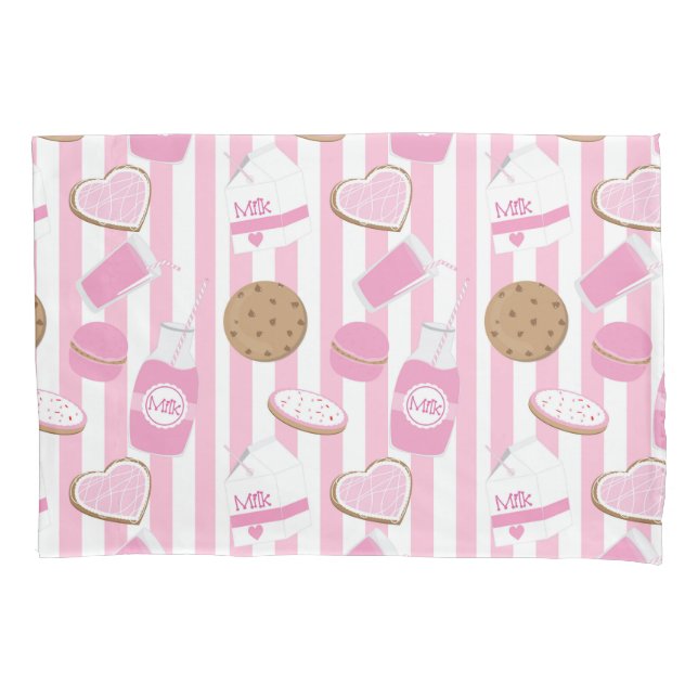 Biscoitos & Leite Meninas Listrado de Rosa e Branc (Frente)