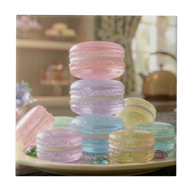 Biscoitos Macaron de Vidro Pastel   (Frente)