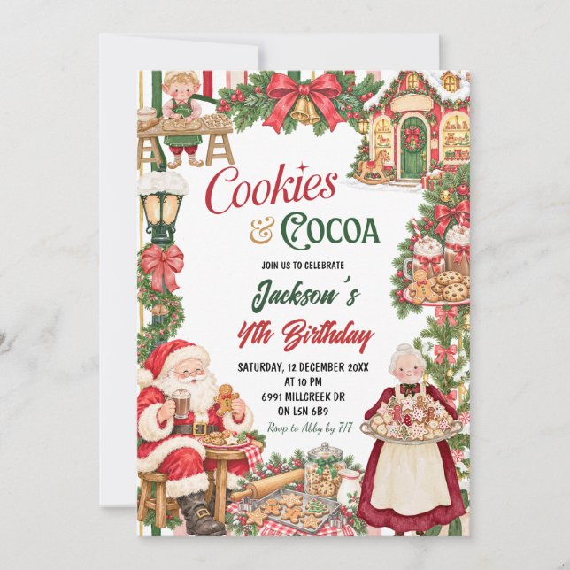 Biscoitos Tema Natal & Convite de Aniversário de C (Frente)