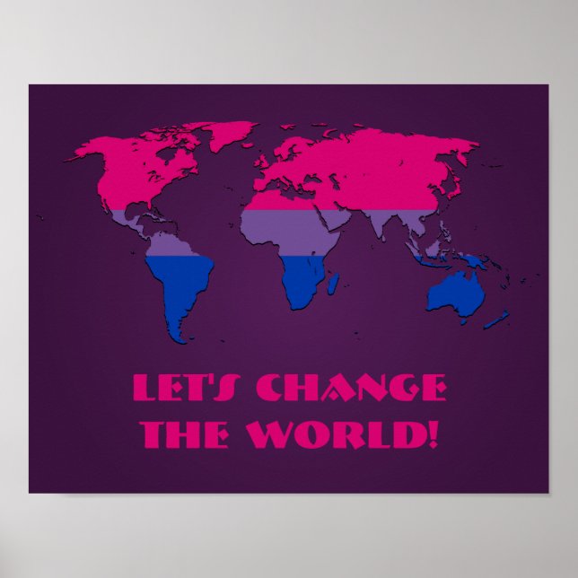 Bisexuality pride world map poster (Frente)