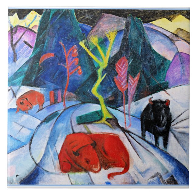 Bison in Winter, pintura de Franz Marc (Frente)