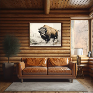 Bison in Woods Impressionist Painting - Poster AI