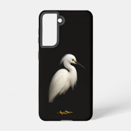 Black 4 Luxe Galaxy S21 Case, Elegant Snowy Egret
