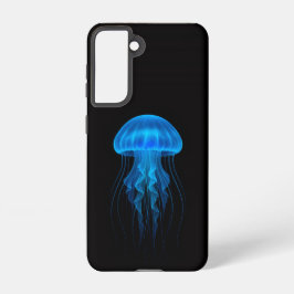 Black 4 Luxe Galaxy S21 Case, Neon Blue Jellyfish