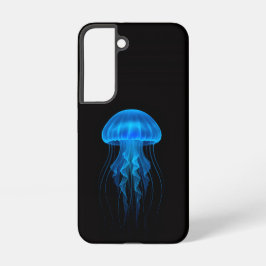 Black 4 Luxe Galaxy S22 Case, Neon Blue Jellyfish