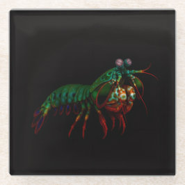Black 4 Luxe Glass coaster, Mantis Shrimp