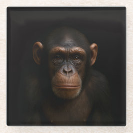 Black 4 Luxe Glass coaster, Serene Chimpanzee