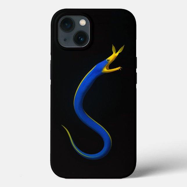 Black 4 Luxe iPhone 13 Case, Blue Ribbon Eel (Verso)