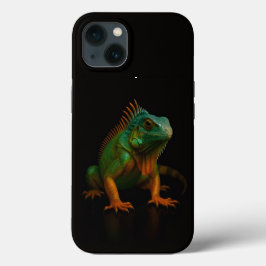 Black 4 Luxe iPhone 13 case, Green Iguana