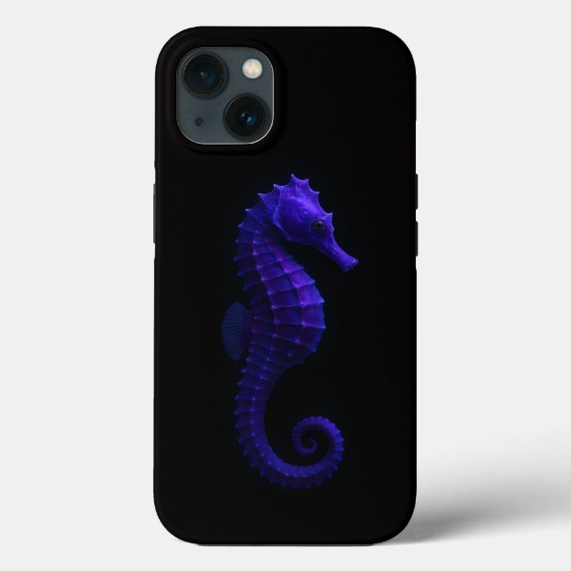 Black 4 Luxe iPhone 13 case Violet Blue Seahorse (Verso)