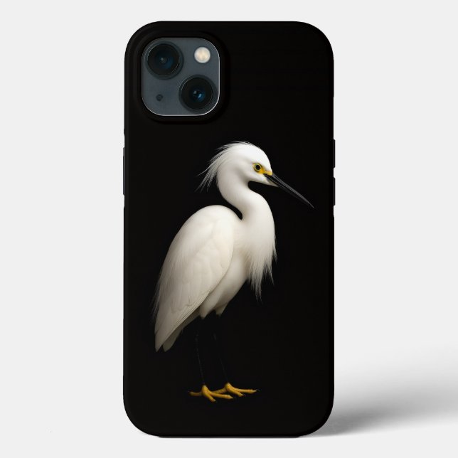 Black 4 Luxe iPhone 13, Elegant Snowy Egret (Verso)