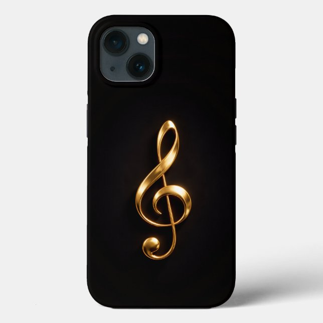 Black 4 Luxe iPhone 13, Golden Treble Clef (Verso)