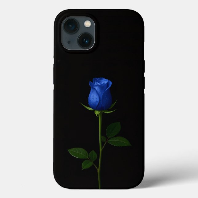 Black 4 Luxe iPhone 13, Midnight Blue Rose (Verso)