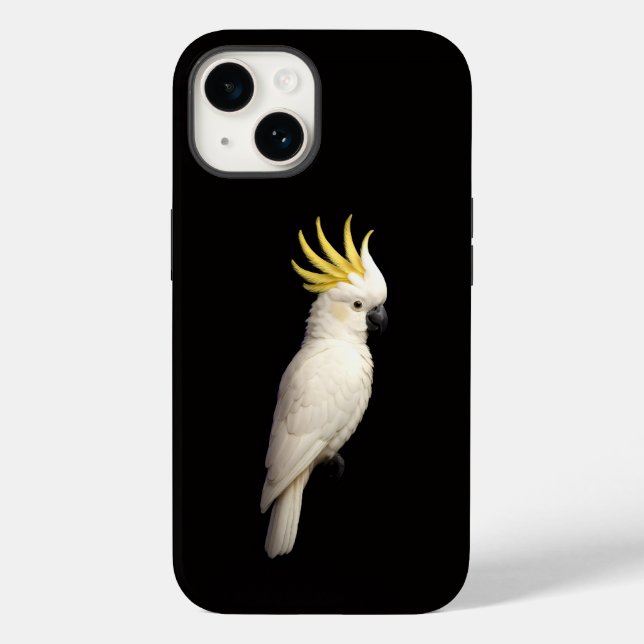 Black 4 Luxe iPhone 14 Case-Mate, Crested Cockatoo (Verso)
