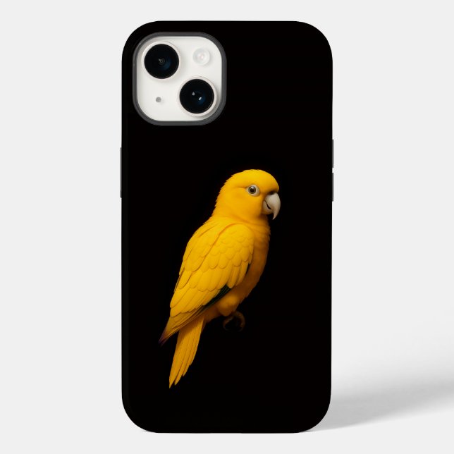 Black 4 Luxe iPhone 14 Case-Mate, Golden Parakeet (Verso)