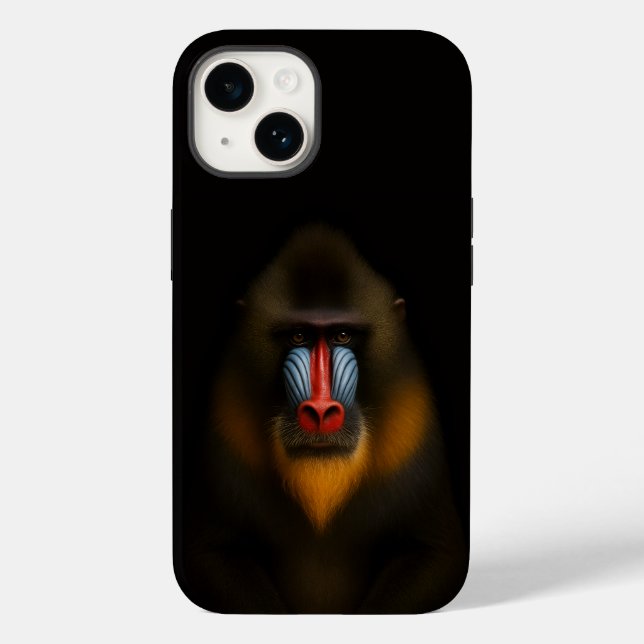 Black 4 Luxe iPhone 14 Case-Mate, Mandrill Monkey (Verso)