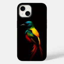 Black 4 Luxe iPhone 14 Case-Mate, Rainbow Bird