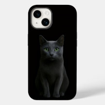 Black 4 Luxe iPhone 14 Case-Mate, Russian Blue Cat