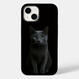 Black 4 Luxe iPhone 14 Case-Mate, Russian Blue Cat
