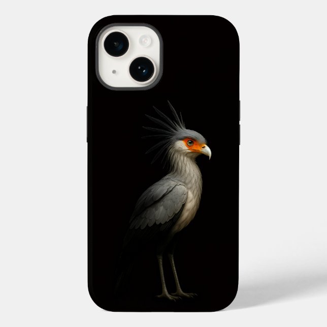 Black 4 Luxe iPhone 14 Case-Mate, Secretarybird (Verso)