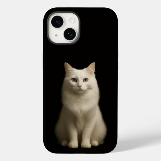 Black 4 Luxe iPhone 14 Case, Turkish Angora Cat (Verso)