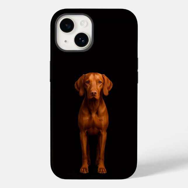Black 4 Luxe iPhone 14 Mate, Agile Vizsla Dog (Verso)