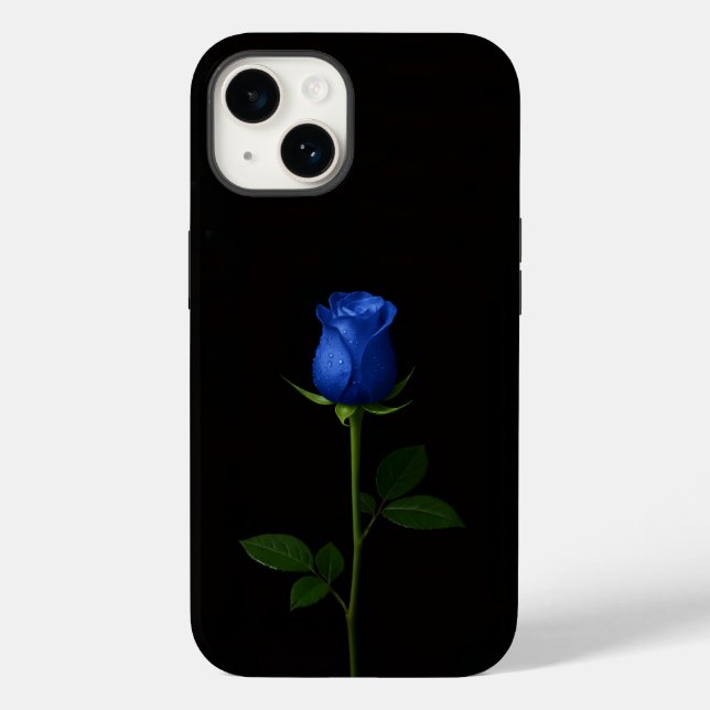Black 4 Luxe iPhone 14 Mate, Midnight Blue Rose (Verso)