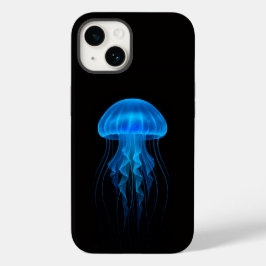 Black 4 Luxe iPhone 14 Mate, Neon Blue Jellyfish