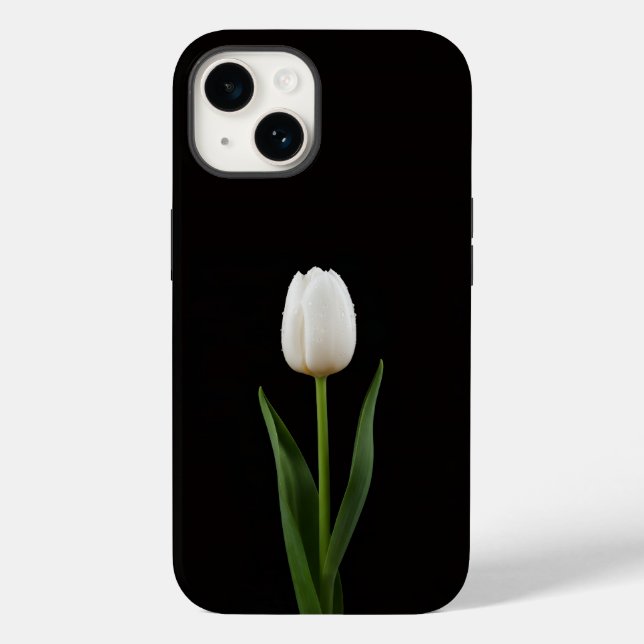 Black 4 Luxe iPhone 14 Mate, Pearl White Tulip (Verso)