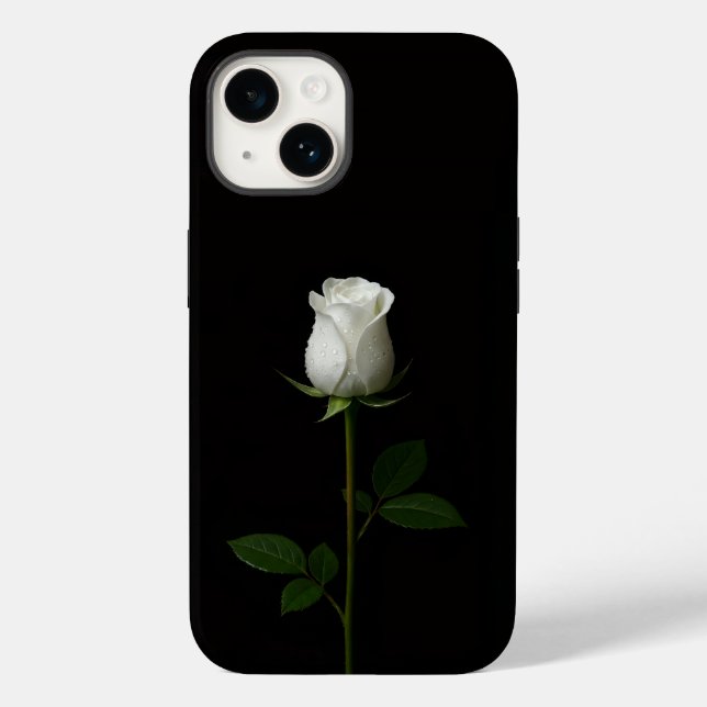 Black 4 Luxe iPhone 14 Mate, Pure White Rose (Verso)