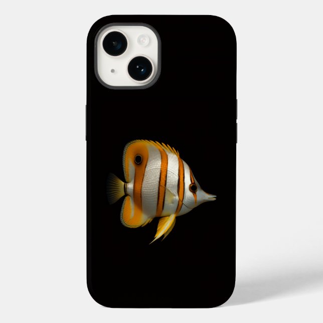 Black 4 Luxe iPhone 14 Mate, Reef Butterflyfish (Verso)