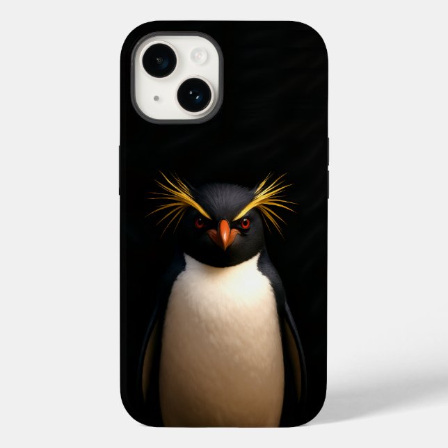 Black 4 Luxe iPhone 14 Mate, Rockhopper Penguin (Verso)